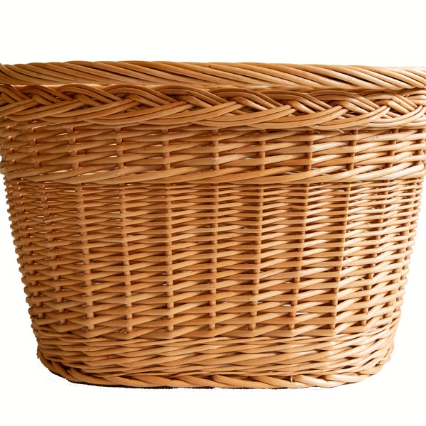 Wicker Bike Basket Handmade Middle Size Oval Bike Bicycle Basket Carrier Handlebar Carrier - 37 x 28 x 23 CM/ 14.5 x 11.2 x 9.2 INCH