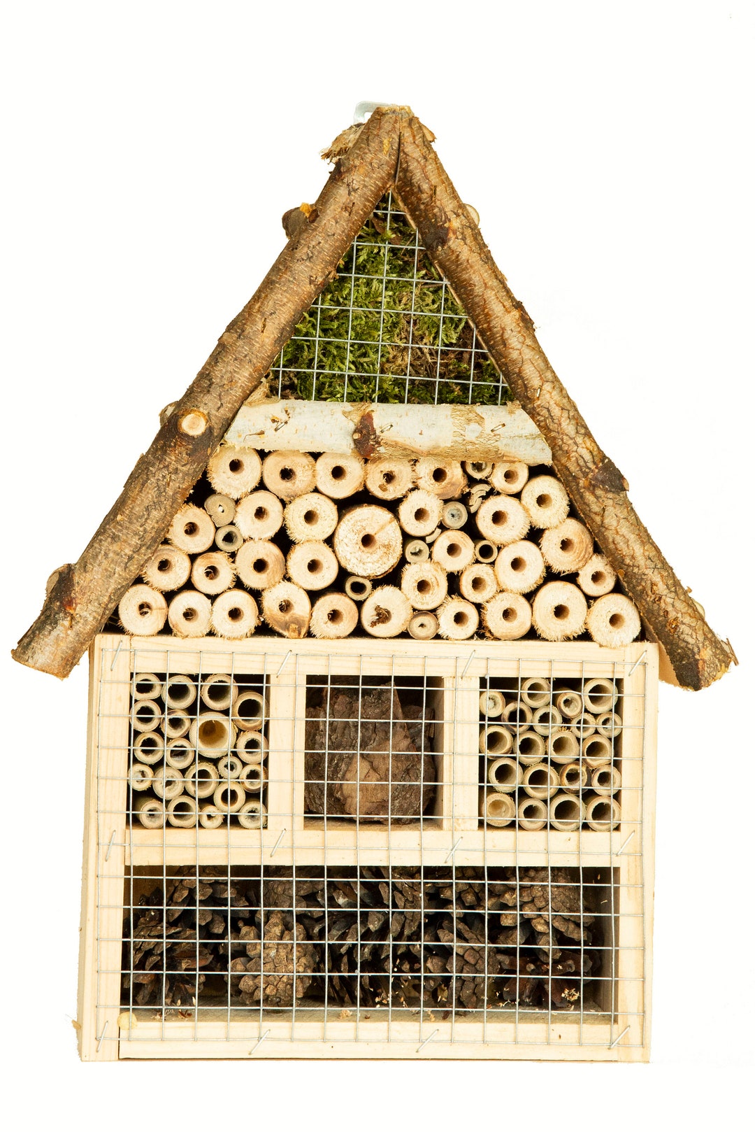 Insect Hotel Bug Hotel Insect House Handmade of Pine Birch Wood, Moss ...