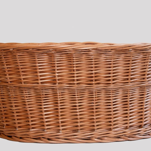 Handmade Wicker Laundry Storage Oval Basket with Handles