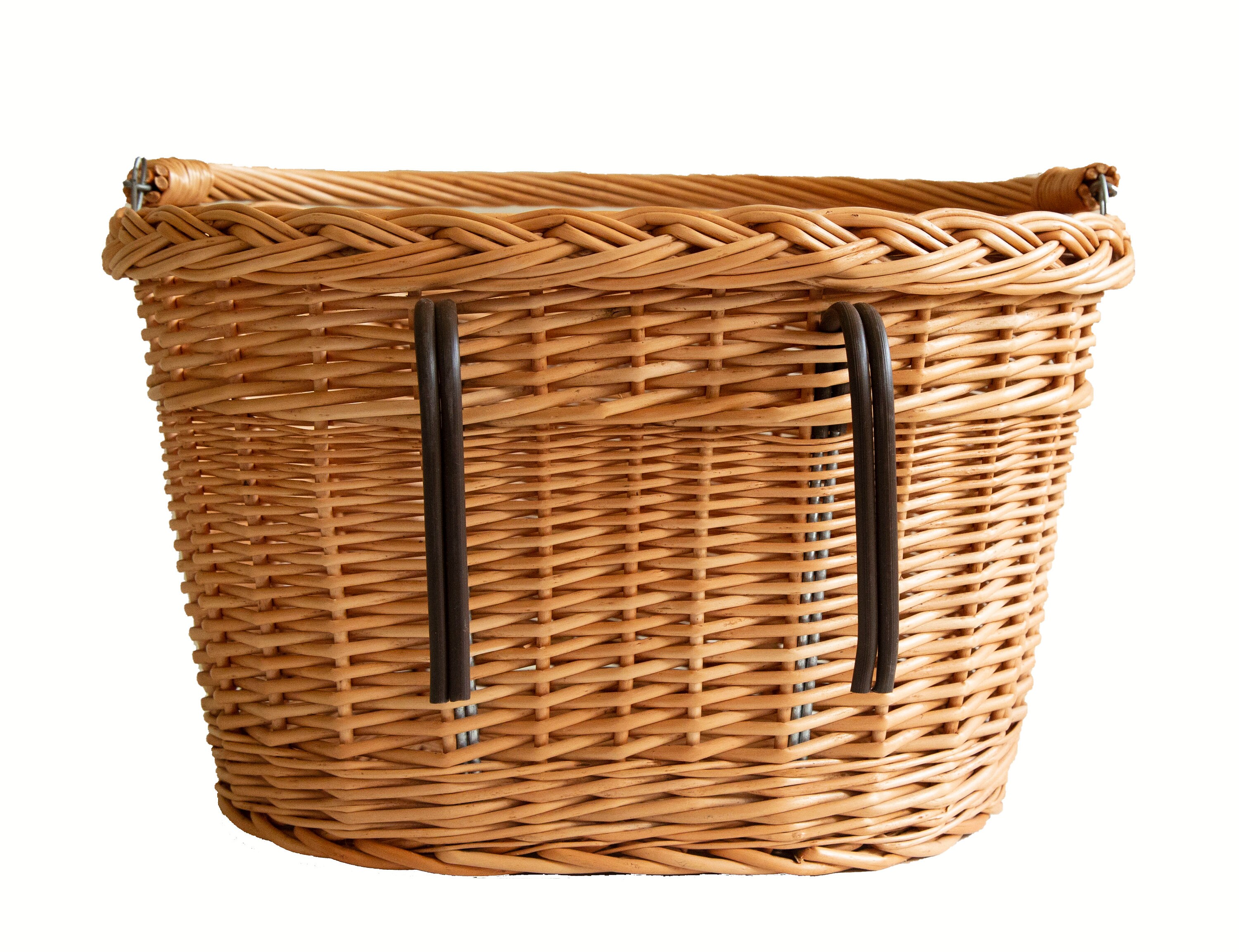thumbnail image 2 of Natural Wicker Bike Basket - Handwoven Front Handlebar Basket With Leather Straps 2 of 9