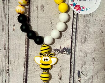 Keychain / Silicone Beaded Keychain / Wristlet Keychain / Mom Accessories / Boho Keychain Bracelet / Gift for Her / Cute Keychain