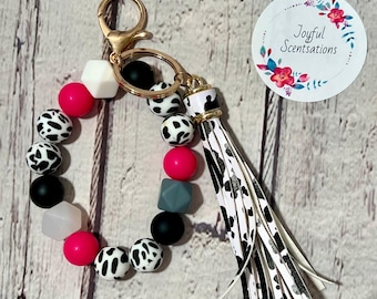 Llavero / Llavero de silicona con cuentas / Llavero de pulsera / Accesorios para mamá / Pulsera llavero estilo boho / Regalo para ella / Llavero bonito