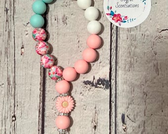 Keychain / Silicone Beaded Keychain / Wristlet Keychain / Mom Accessories / Boho Keychain Bracelet / Gift for Her / Cute Keychain