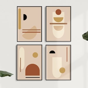 TATE || Modern Luxury Abstract Minimal Mid-Century Inspired Boho Art Print (Set of 4)