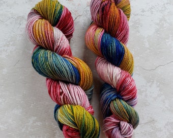 Rustic Rainbow – Red, Orange, Yellow, Green, Blue, Hand Dyed 100% Superwash Merino Worsted, Merino Wool, Worsted Weight Yarn, Gifts for Her