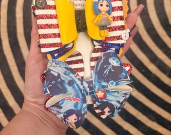 coraline Halloween bow