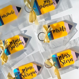 Teacher Gift | Daycare Teacher Present | Pencil Keychain | Personalized Keychains | Name Tag Gift | Favours | School Gifts | Educator