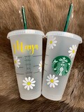 Starbucks Daisy Personalized Tumblers| Starbucks Reusable Cold Cup with straw |Gifts for her| Graduation Present |Birthday Ideas | Spring