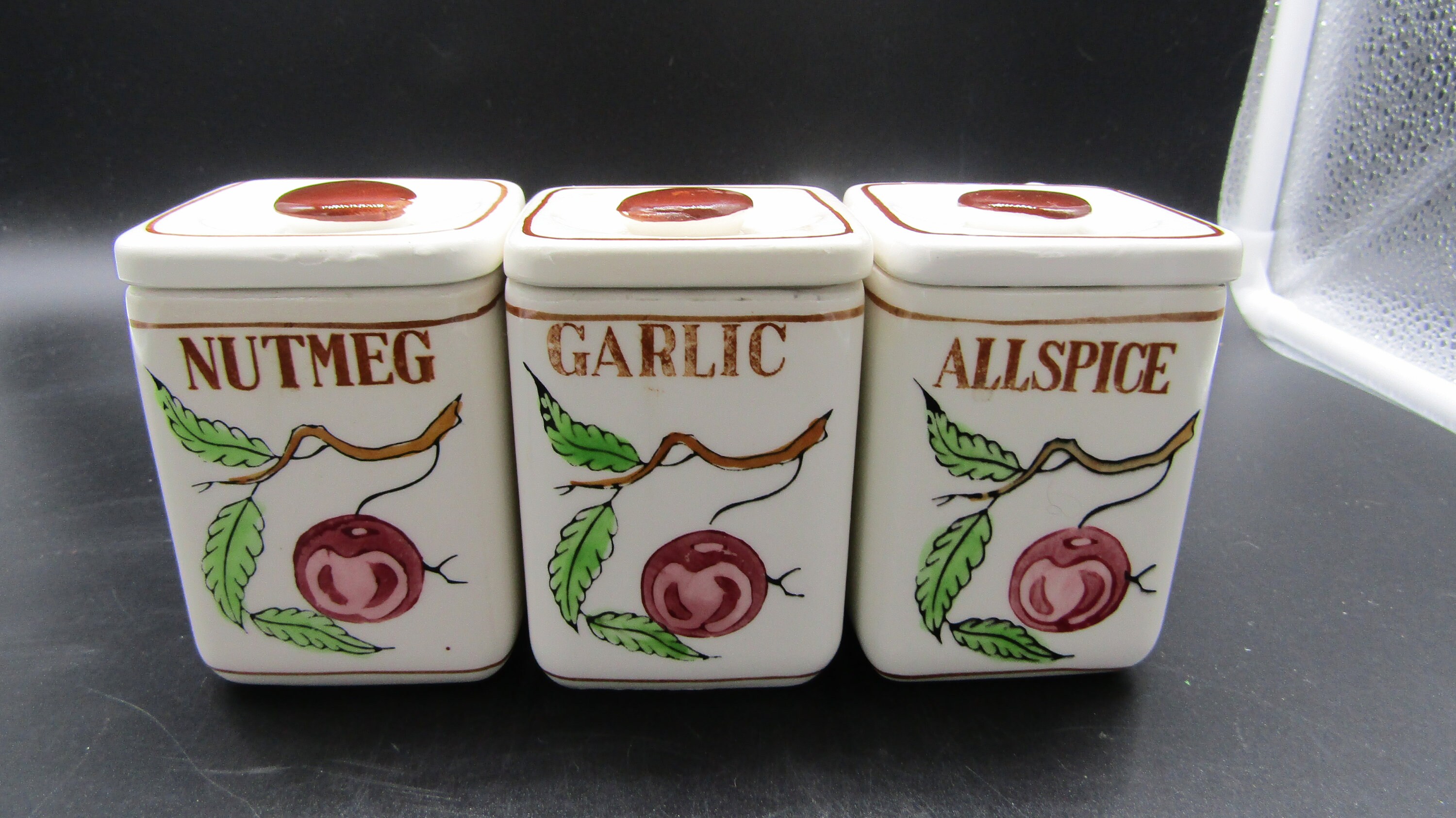 Vintage Spice Jars Ceramic Etsy