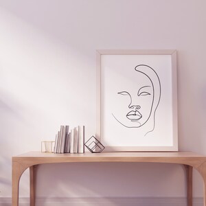 Abstrakt Single Line Art Frau Gesicht Kunst Wand, minimalistische Linie Zeichnung, Wand Kunst Galerie Poster, schwarz und weiß One Line Boho Wohnkultur