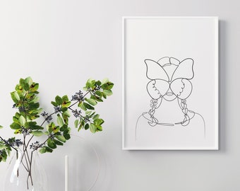 Butterfly Woman Line Art Print, Minimalist Boho Decor (Digital Download)