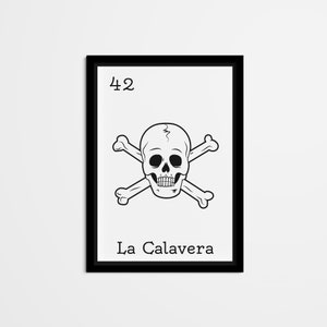 Abstract La Calavera Mexican Bingo Wall Decor, Mexican Loteria Home Decor, Black & White Wall Art for living room, bedroom, kitchen, office
