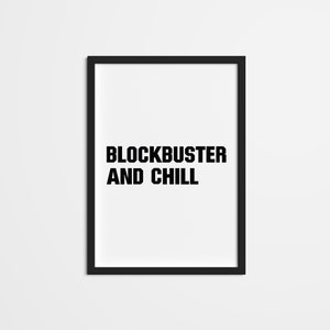 Retro Blockbuster & Chill Wall Art, Retro 80s 90s Printable Poster Art, Blockbuster Wall Decor, Retro Wall Hangings