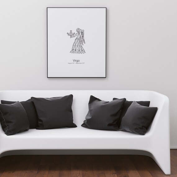 Virgo Geometric Art Print, Horoscope Home Decor, Zodiac Sign