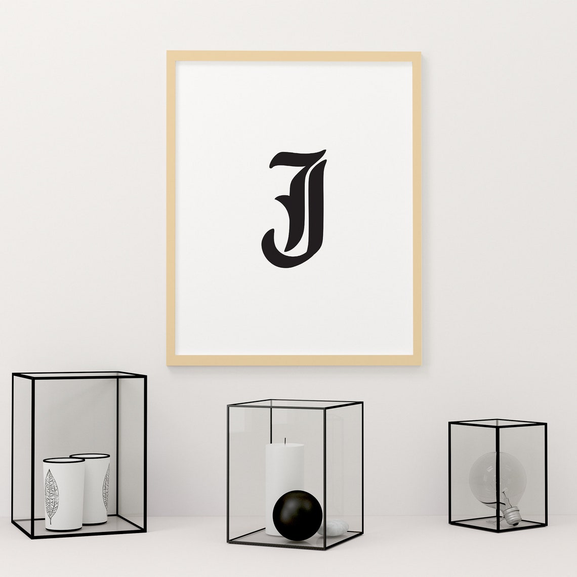 Alphabet Letter J Monogram Initial Wall Art Minimalist Etsy