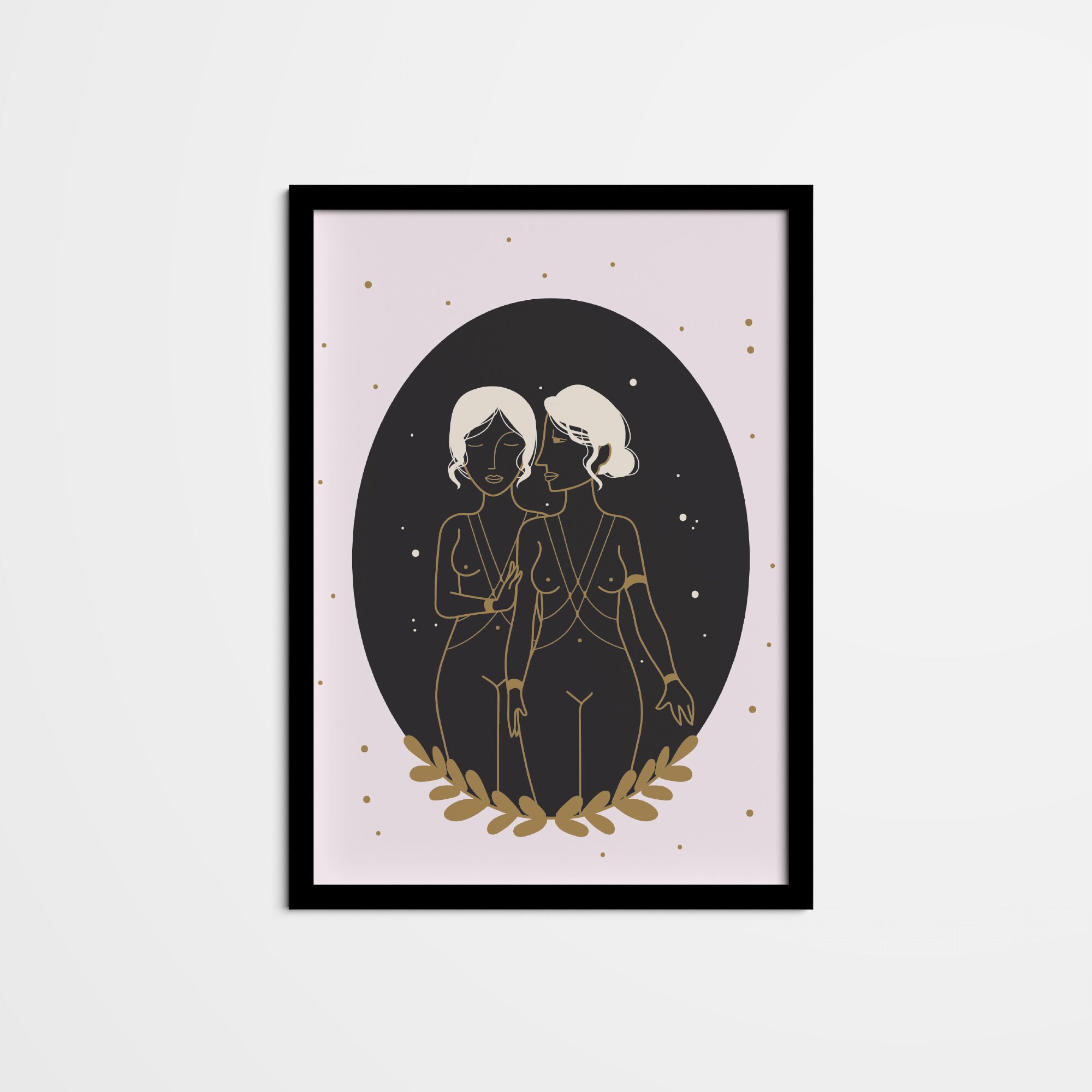 Gemini Goddess Illustration, Zodiac Astrology Art (digital