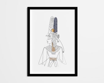 Nefertiti Line Art Print, Minimalist Egyptian Decor (Digital Download)