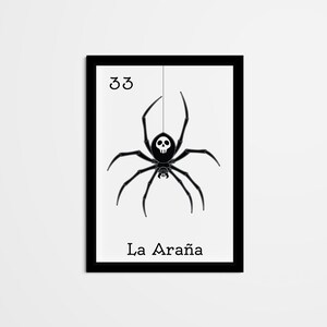 Abstract La Araña Mexican Bingo Wall Decor, Mexican Loteria Home Decor, Black & White Wall Art for living room, bedroom, kitchen, office