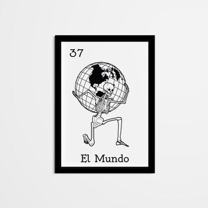 Abstract El Mundo Mexican Bingo Wall Decor, Mexican Loteria Home Decor, Black & White Wall Art for living room, bedroom, kitchen, office