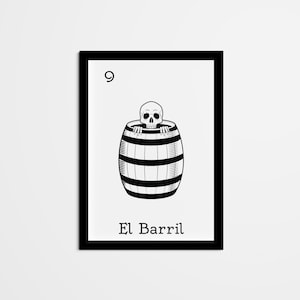 Abstract El Barril Mexican Bingo Wall Decor, Mexican Loteria Home Decor, Black & White Wall Art for living room, bedroom, kitchen, office