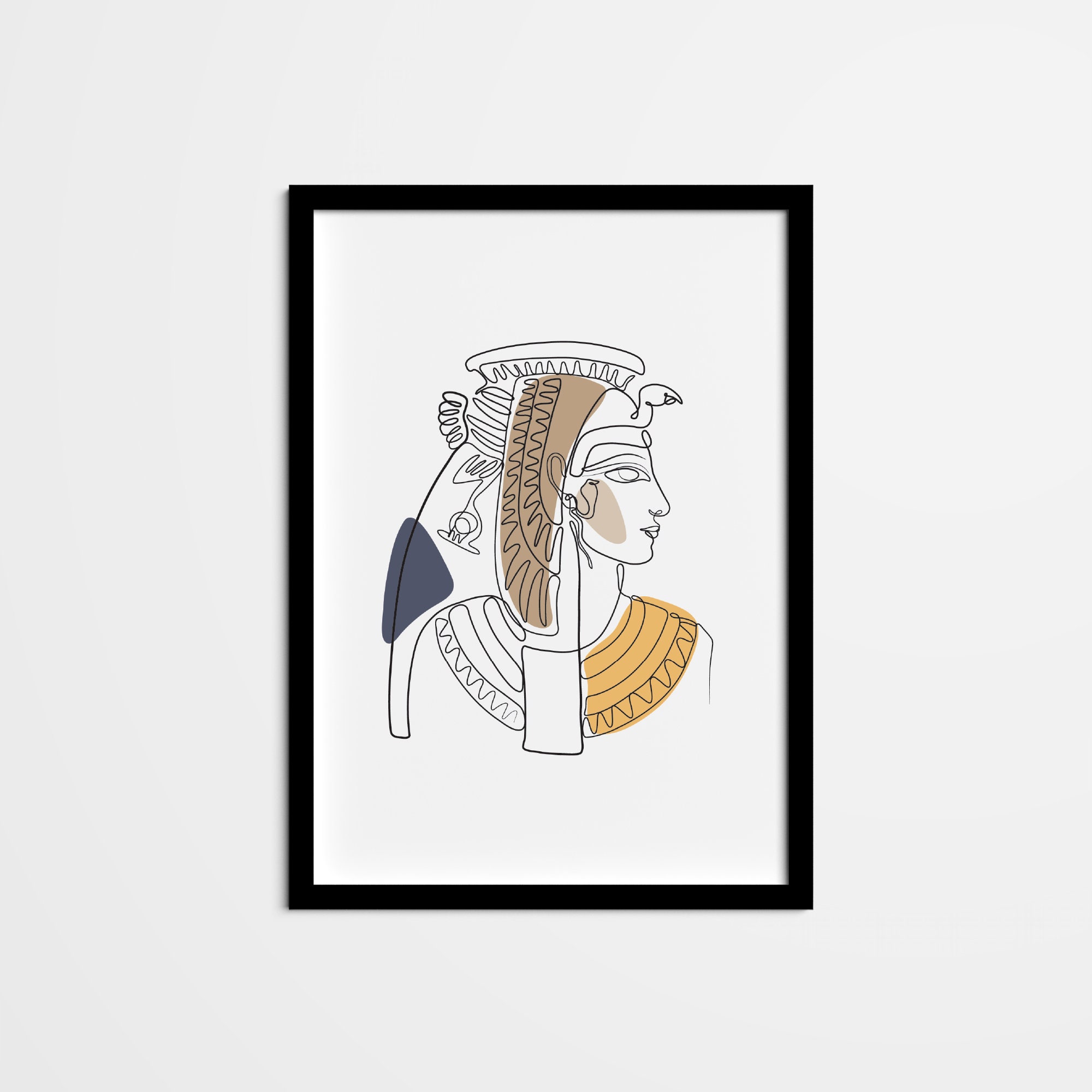 Abstract Cleopatra Ruler Queen Line Drawing, Ancient Egypt Minimal One Line Wall Art, Neutral Poster Art and home decor for home office