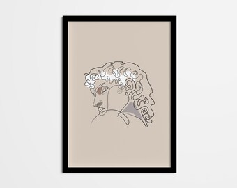 David Sculpture Line Art Print, Minimalist Gallery Wall Decor (Digital Download)
