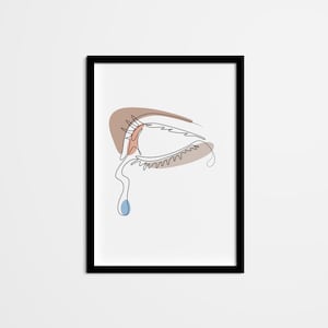 Abstract Wiccan Crying Eye Line Drawing Wall Art, Witchy Minimal Home Decor, Continuous Line Poster, Black and White Scandinavian Home Decor