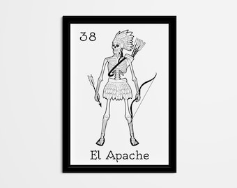 El Apache Loteria Print, Mexican Bingo Card Wall Art (Digital Download)