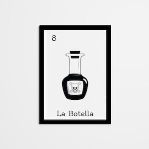 Abstract La Botella Mexican Bingo Wall Decor, Mexican Loteria Home Decor, Black & White Wall Art for living room, bedroom, kitchen, office