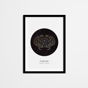 Cancer Geometric Art Print, Horoscope Home Decor, Zodiac Sign Printable Wall Art, Astrology Poster, Geometric Line Art Gallery Decor