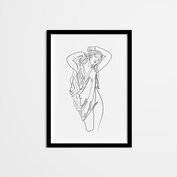 Aphrodite Line Art Print, Minimalist Greek Goddess (Digital Download)