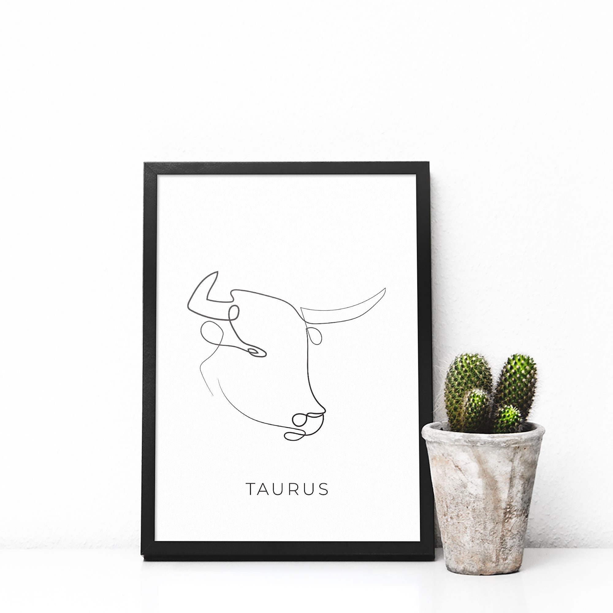 Taurus Line Work Taurus Line Art Print, Minimalist Zodiac Poster (digital Download) - Etsy