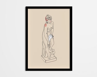 Aphrodite Line Art Print, Greek Goddess Minimalist Decor (Digital Download)