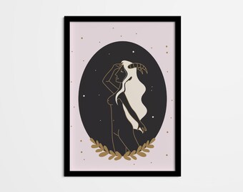 Capricorn Goddess Illustration, Zodiac Astrology Art (Digital Download)