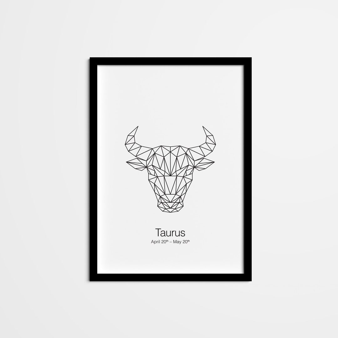 Taurus Geometric Art Print, Zodiac Astrology Home Decor (digital ...