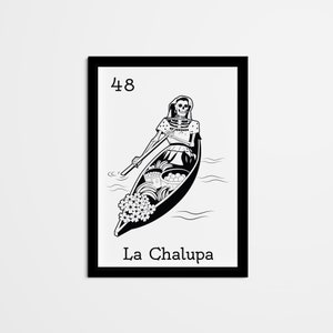 Abstract La Chalupa Mexican Bingo Wall Decor, Mexican Loteria Home Decor, Black & White Wall Art for living room, bedroom, kitchen, office