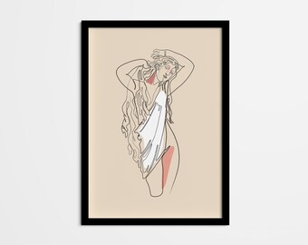 Aphrodite Line Art Print, Minimalist Greek Goddess (Digital Download)