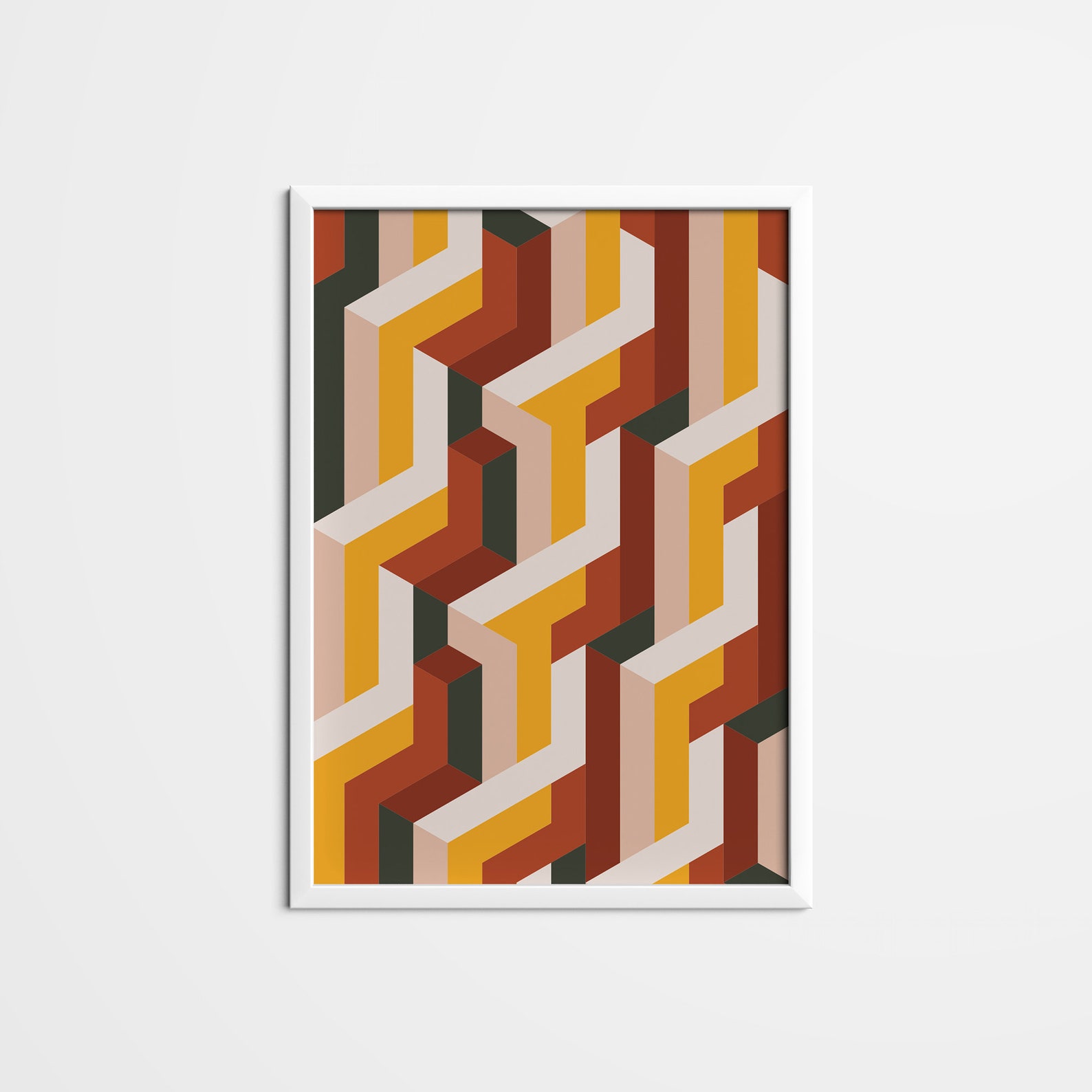 Rustic Color Isometric Pattern, Geometric Wall Art, Geometry Wall Art
