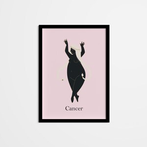 Minimal Cancer Female Goddess Line Art Drawing, Horoscope Wall Art, Zodiac Sign Poster, Astrology Art for bedroom kitchen office