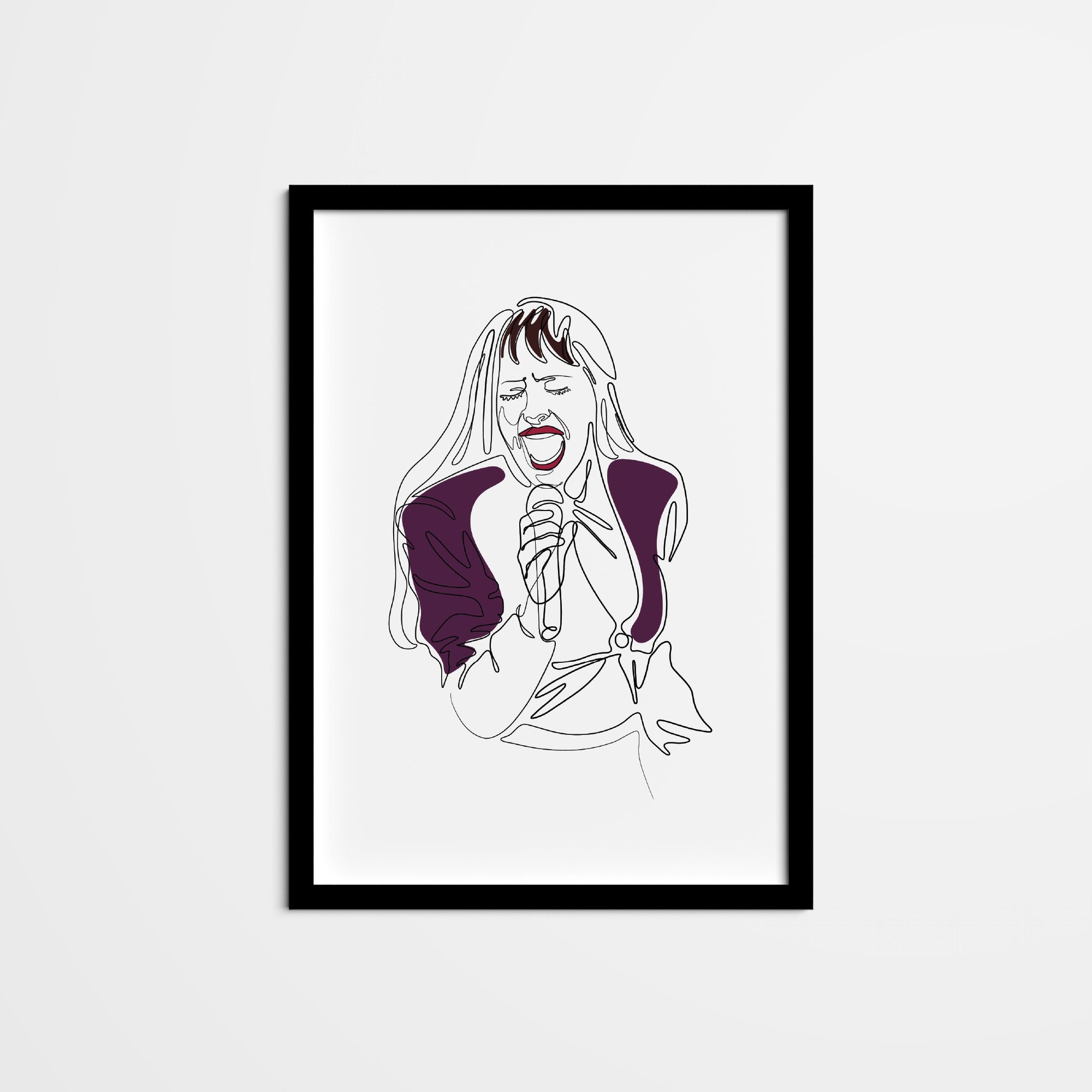 Abstracta Selena Quintanilla una línea dibujo pared arte - Etsy España