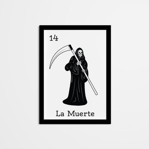 Abstract La Muerte Mexican Bingo Wall Decor, Mexican Loteria Home Decor, Black & White Wall Art for living room, bedroom, kitchen, office