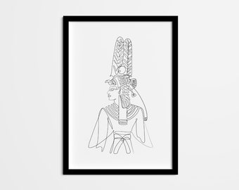 Nefertiti Line Art Print, Minimalist Egyptian Queen Poster (Digital Download)
