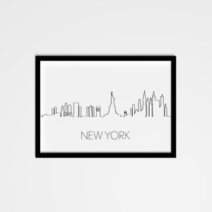 Abstract New York Skyline Line Art Wall Gallery Poster, Black & White Scandinavian Home Decor for Living Room, Bedroom, Kitchen