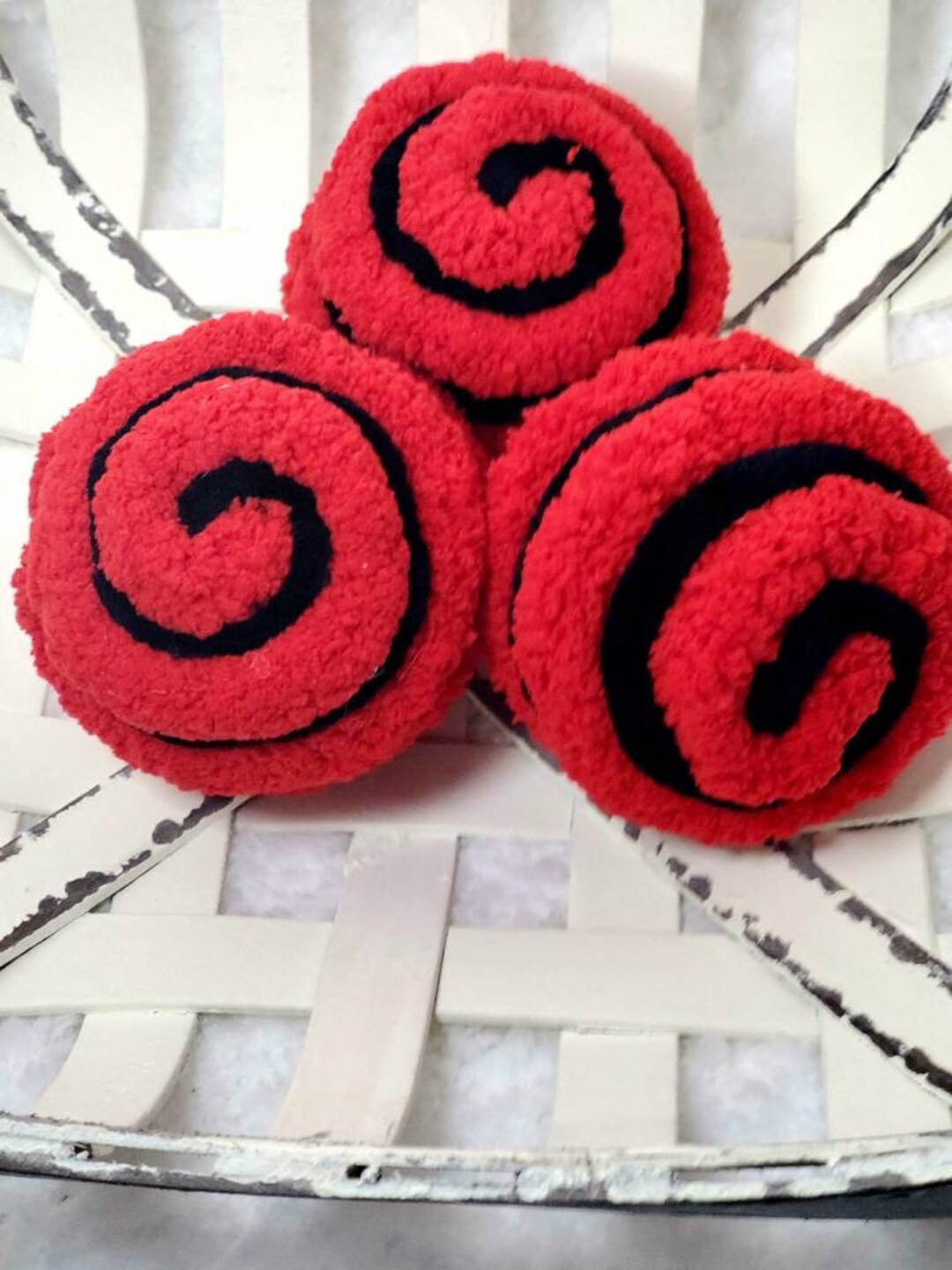 Red Decorative Yarn Balls, Vase Fillers, Striped Decorative Balls