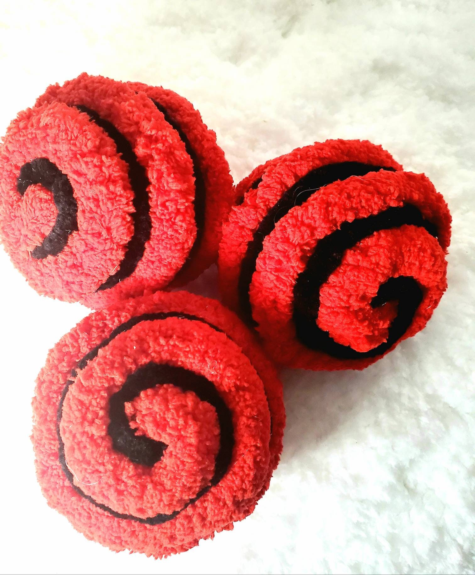 Red Decorative Yarn Balls, Vase Fillers, Striped Decorative Balls