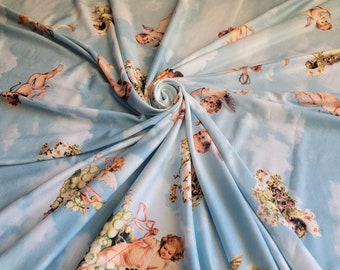 Angels Print Double brushed fabric by the yard