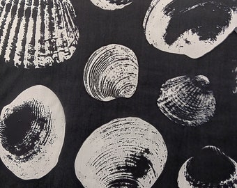 Rayon challis sea shells print fabric by the yard