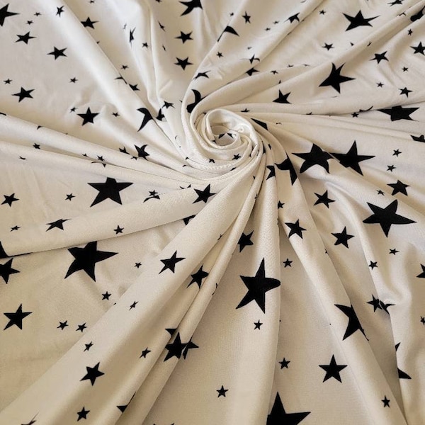 Double brush poly fabric/ Sold by the yard/ stars print