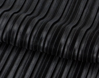 Crinkled accordion polyester Stretch pleated satin fabric by the yard