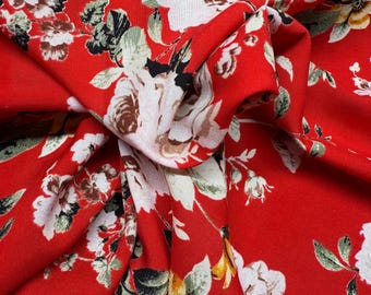 Rayon challis floral print by the yard